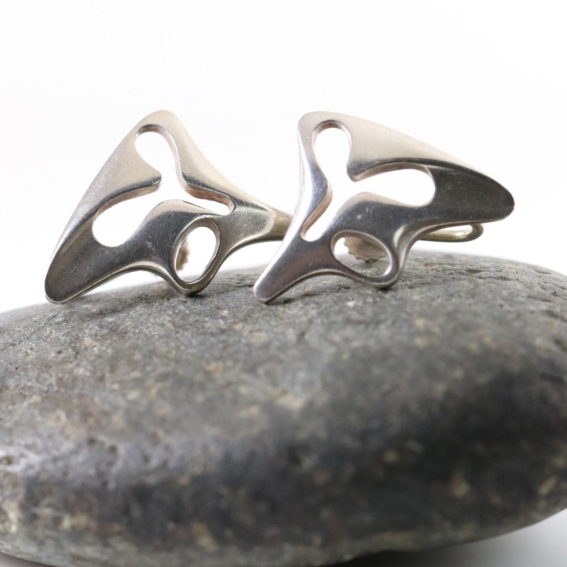 Georg Jensen Jewelry | Amoeba Modernist Sterling Silver Vintage Earrings 119 - Carmel Fine Silver Jewelry