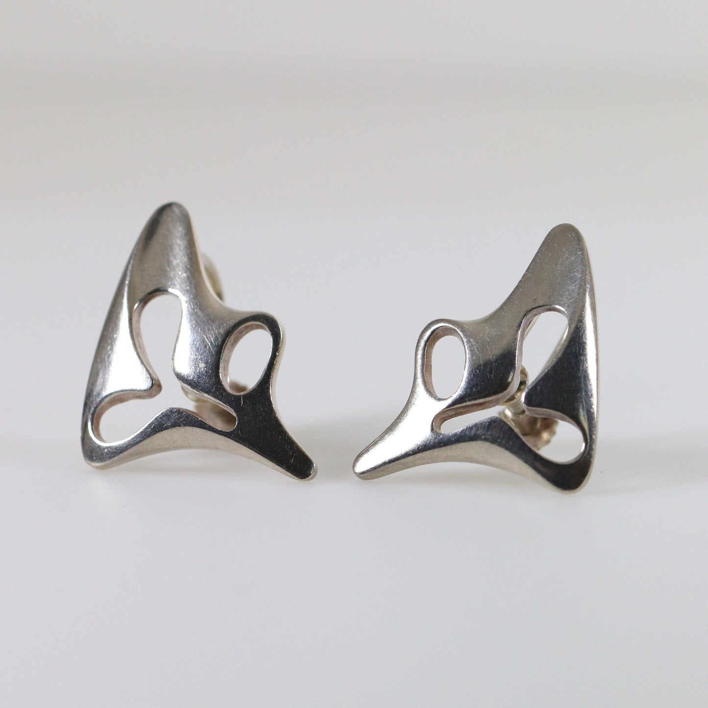 Georg Jensen Jewelry | Amoeba Modernist Sterling Silver Vintage Earrings 119 - Carmel Fine Silver Jewelry