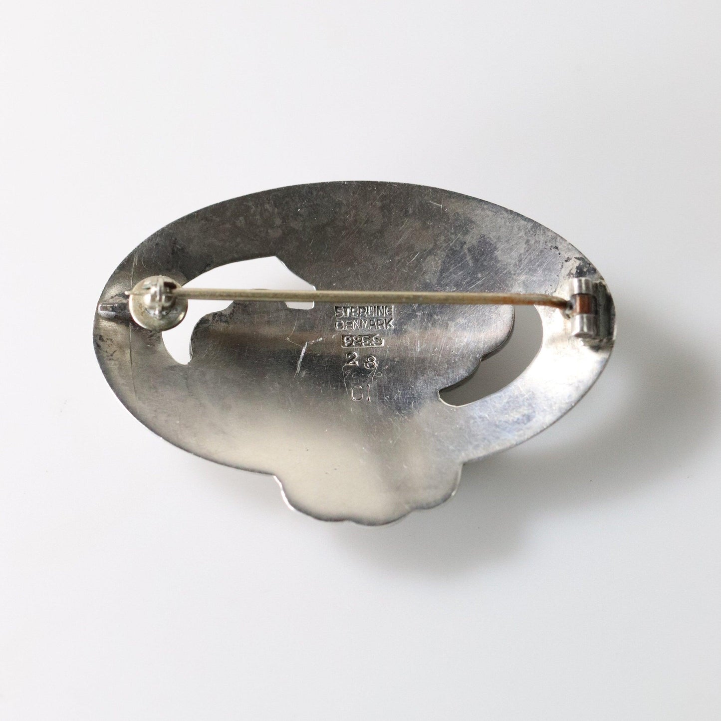 Georg Jensen Jewelry | Chrysoprase Flower Art Nouveau Silver Vintage Brooch 28 - Carmel Fine Silver Jewelry