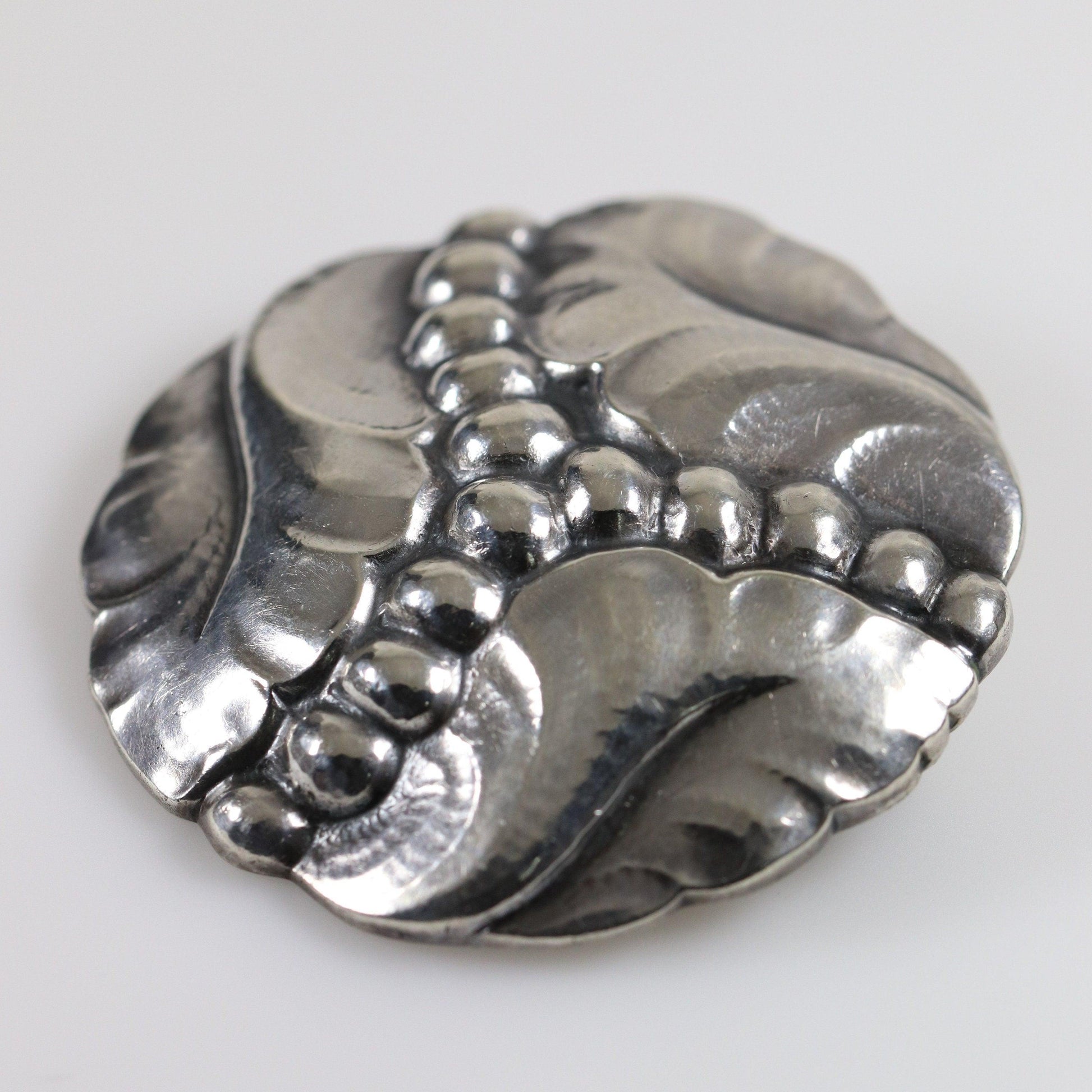 Georg Jensen Jewelry | Large Grape Art Nouveau Silver Vintage Brooch 82C - Carmel Fine Silver Jewelry