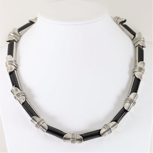 SOLD OUT: Antonio Pineda Necklace | Taxco Mid-Century Modernist Long-Link Amethysts | Vintage 970 Sterling Silver Mexico - Carmel FSJ