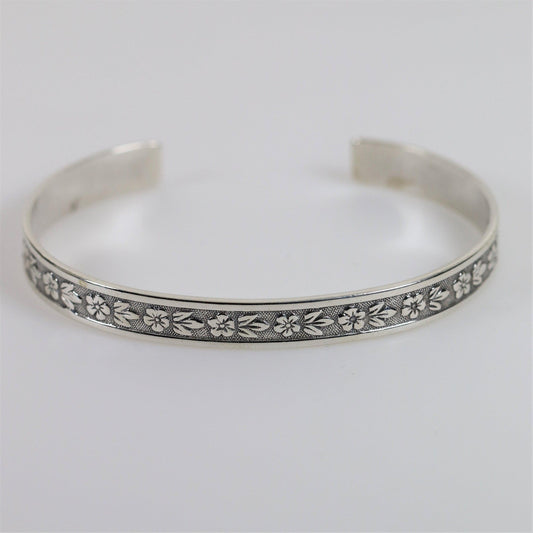 SOLD OUT: Ed Levin Bracelet | Flower Pattern Bracelet | Vintage Sterling Silver Vermont - Carmel FSJ