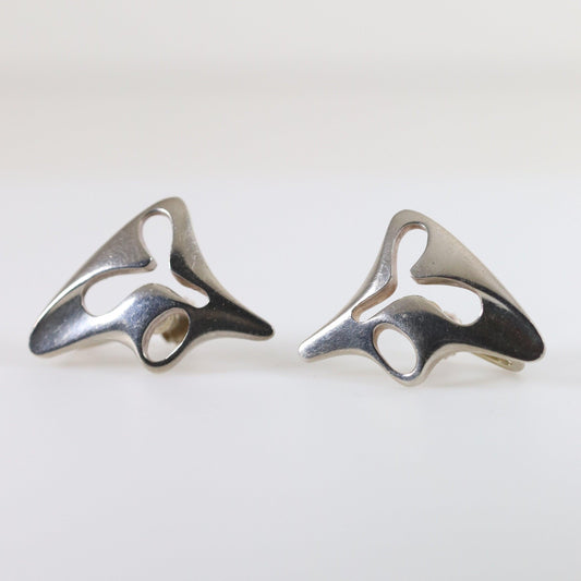 SOLD OUT: Georg Jensen Jewelry | Amoeba Modernist Sterling Silver Vintage Earrings 119 - Carmel FSJ