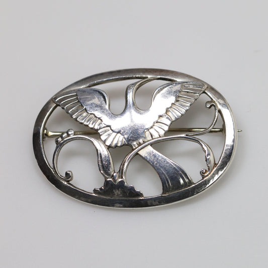SOLD OUT: Georg Jensen Jewelry | Bird of Paradise Art Nouveau Silver Vintage Brooch 238 - Carmel FSJ