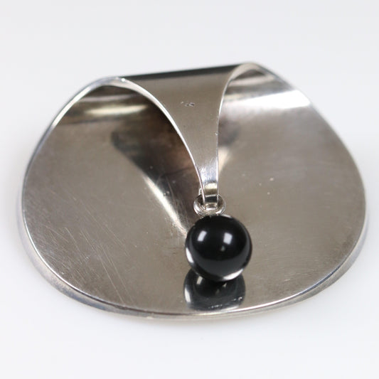 SOLD OUT: Georg Jensen Jewelry | Black Pearl Modernist Silver Vintage Brooch 336 - Carmel FSJ