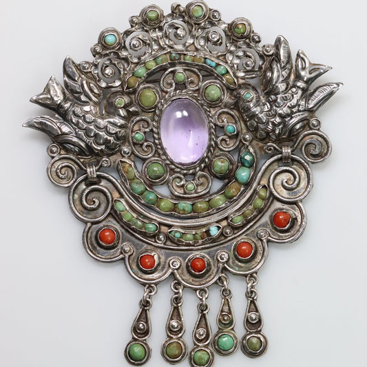 SOLD OUT: Rare MATL Amethyst Brooch | Matilde Poulat Large Peace Dove Pin | Vintage Sterling Silver Mexico - Carmel FSJ