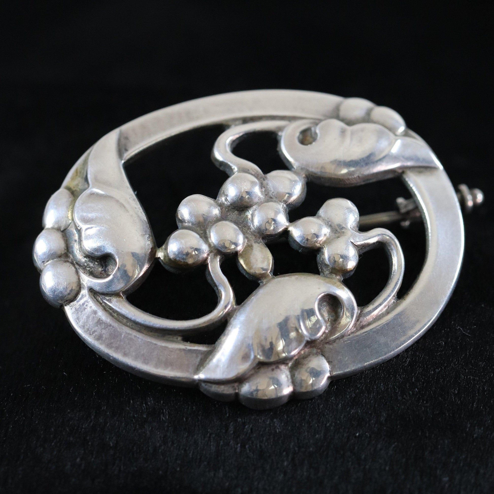 Vintage Georg Jensen Jewelry | Grape Art Nouveau Silver Brooch 101 - Carmel Fine Silver Jewelry
